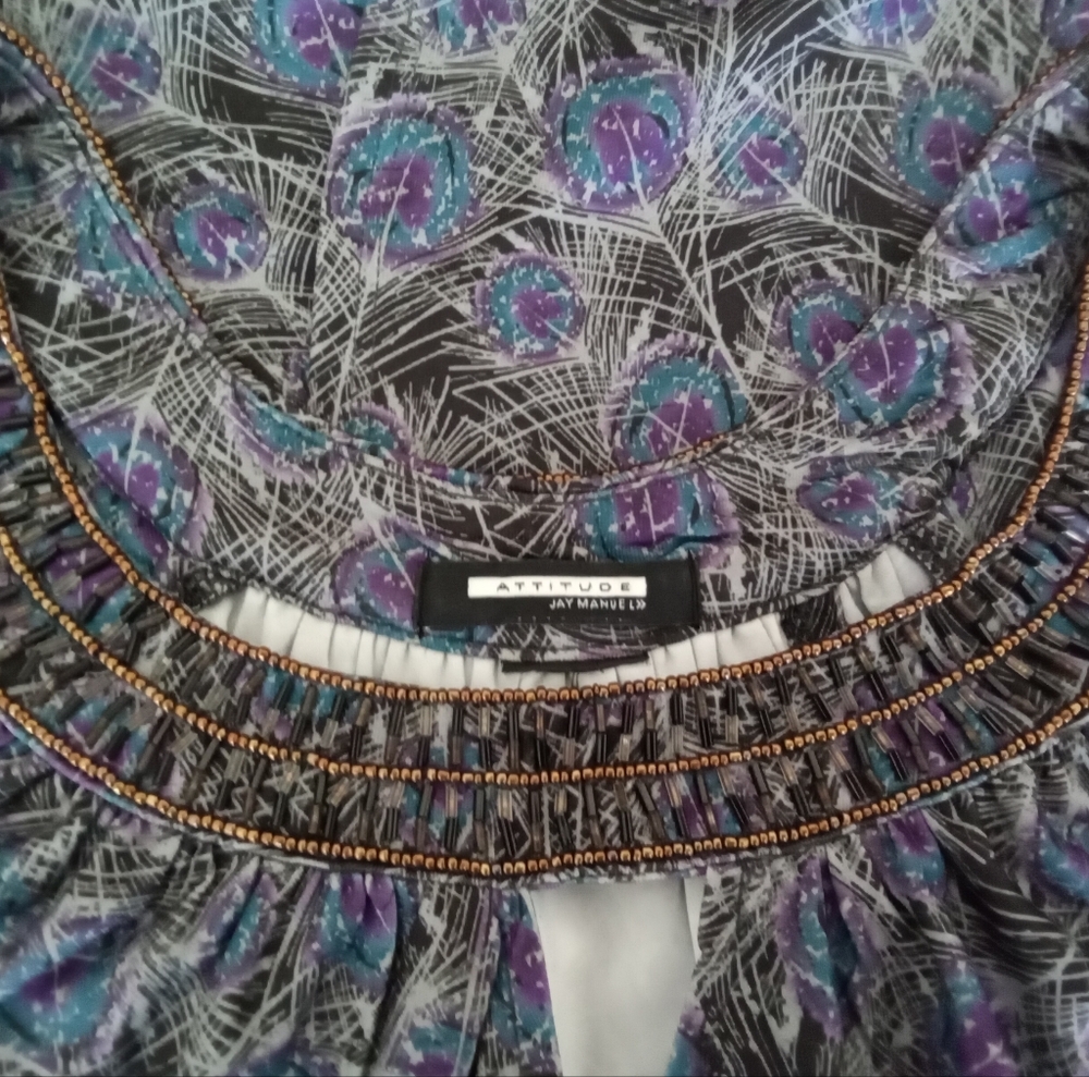Attitude Beaded Draped Tank Top L - Picture 4 of 6